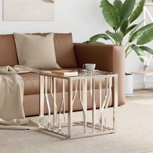 Royalton Coffee Table Silver 50x50x50 cm Stainless Steel and Glass