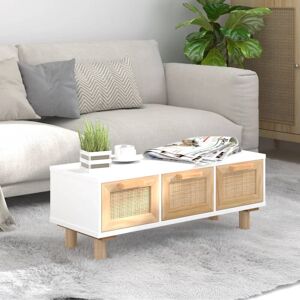 Coffee Table White 80x40x30 cm Engineered Wood&Solid Wood Pine - Royalton