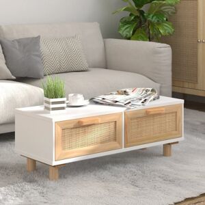 Coffee Table White 80x40x30 cm Engineered Wood&Solid Wood Pine - Royalton