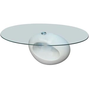 Coffee Table with Oval Glass Top High Gloss White - Royalton