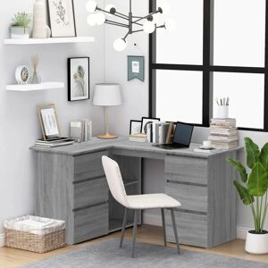 Berkfield Home - Royalton Corner Desk Grey Sonoma 145x100x76 cm Engineered Wood