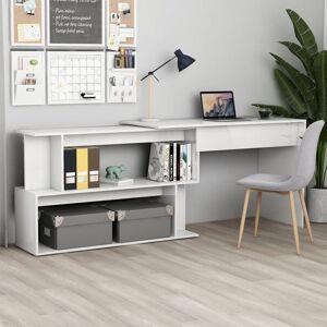 Berkfield Home - Royalton Corner Desk High Gloss White 200x50x76 cm Engineered Wood