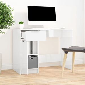 BERKFIELD HOME Royalton Desk High Gloss White 100x50x75 cm Engineered Wood