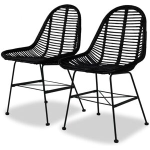 Royalton - Dining Chairs 2 pcs Black Natural Rattan