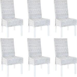 Royalton Dining Chairs 6 pcs Light Brown Kubu Rattan and Mango Wood