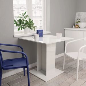 Dining Table High Gloss White 80x80x75 cm Engineered Wood - Royalton