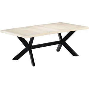 Dining Table White 200x100x75 cm Solid Mango Wood - Royalton