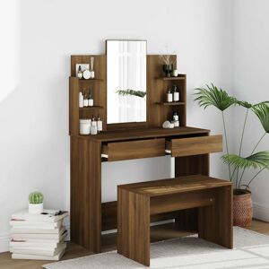 BERKFIELD HOME Royalton Dressing Table Set Brown Oak 96x40x142 cm