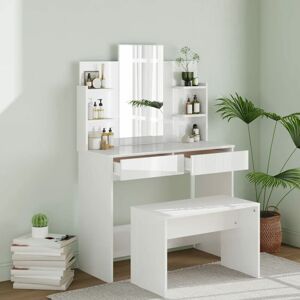 BERKFIELD HOME Royalton Dressing Table Set High Gloss White 96x40x142 cm