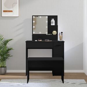 Berkfield Home - Royalton Dressing Table Set with led Black Engineered Wood