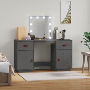 BERKFIELD HOME Royalton Dressing Table Set with led Grey Solid Wood Pine