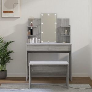 BERKFIELD HOME Royalton Dressing Table Set with led Grey Sonoma Engineered Wood