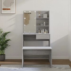 BERKFIELD HOME Royalton Dressing Table Set with LED Grey Sonoma Engineered Wood