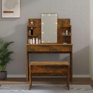 Berkfield Home - Royalton Dressing Table Set with led Smoked Oak Engineered Wood