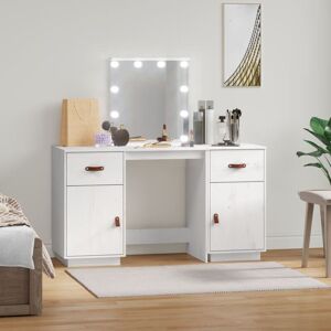 BERKFIELD HOME Royalton Dressing Table Set with led White Solid Wood Pine