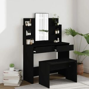 BERKFIELD HOME Royalton Dressing Table with Mirror Black 96x40x142 cm