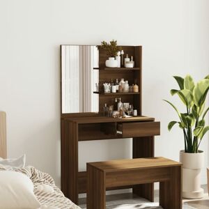 Berkfield Home - Royalton Dressing Table with Mirror Brown Oak 74.5x40x141 cm