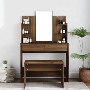 BERKFIELD HOME Royalton Dressing Table with Mirror Brown Oak 96x40x142 cm