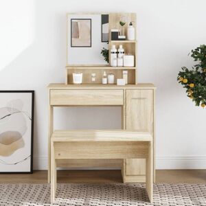 BERKFIELD HOME Royalton Dressing Table with Mirror Sonoma Oak 86.5x35x136 cm