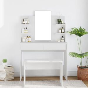 BERKFIELD HOME Royalton Dressing Table with Mirror White 96x40x142 cm