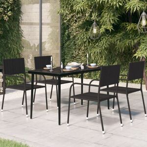 Garden Dining Table Black 140x70x74 cm Steel and Glass - Royalton