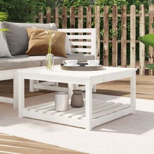 Garden Table White 82.5x82.5x45 cm Solid Wood Pine - Royalton