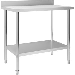 Berkfield Home - Royalton Kitchen Work Table with Backsplash 100x60x93 cm Stainless Steel