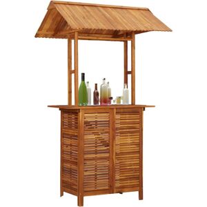 Outdoor Bar Table with Rooftop 122x106x217 cm Solid Acacia Wood - Royalton