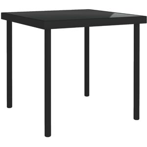 Outdoor Dining Table Black 80x80x72 cm Glass and Steel - Royalton