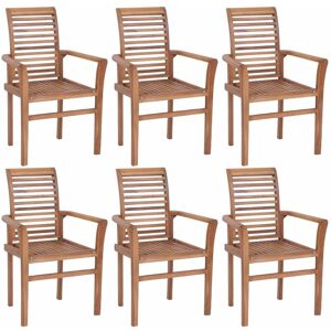 Stacking Dining Chairs 6 pcs Solid Teak Wood - Royalton