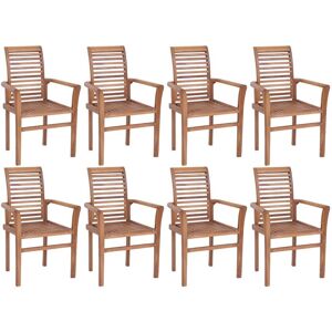 Stacking Dining Chairs 8 pcs Solid Teak Wood - Royalton