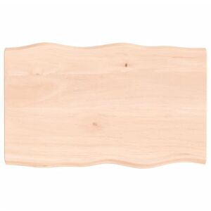 Table Top 80x50x4 cm Untreated Solid Wood Oak Live Edge - Royalton