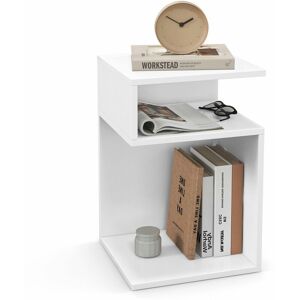 COSTWAY S-shaped Bedside Table Modern Side Table Sofa End Table with 2 Open Compartments