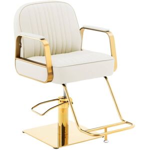 Physa - Salon Chair with Footrest - 920 - 1070 mm - 200 kg - cream / gold Barber chair Hairdresser chair