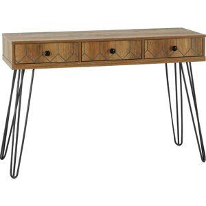 SECONIQUE Ottawa 3 Drawer Console Table Oak Effect and Black