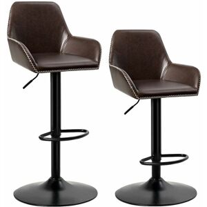 COSTWAY Set of 2 Bar Stools Adjustable Swivel Leather Pub Chair Kitchen Dining Chairs