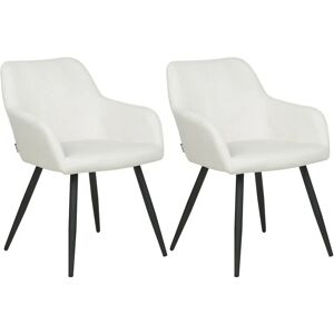 Beliani - Set of 2 Chairs Velvet Seats Metal Legs for Dining Room Kitchen Off-White Casmalia - White