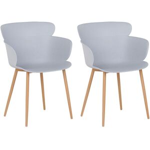 Beliani - Modern Set of 2 Dining Chairs Grey Metal Legs Synthetic Ergonomic Sumkley - Grey