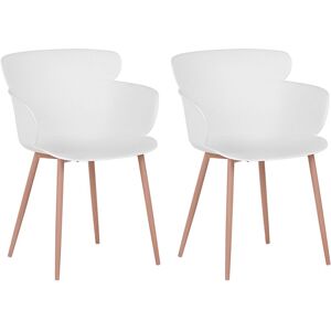 BELIANI Modern Set of 2 Dining Chairs White Metal Legs Synthetic Ergonomic Sumkley - White