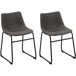 Beliani - Dining Chairs Set of 2 Fabric Sled Base Armless Kitchen Retro Grey Batavia - Grey