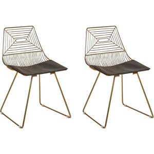 Beliani - Set of 2 Metal Accent Dining Chairs Stool pu Leather Pad Gold Beatty - Gold