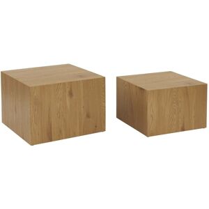 SWEEEK Set of 2 sylva ash-effect square coffee tables l 58 x w 58 x h 40cm / l 50 x w 50 x h 33cm - Natural