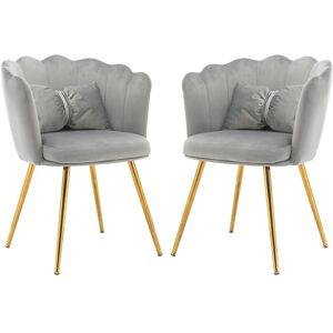 MODERNLUXE Set of 2 Velvet Living Room Arm chairs, Comfy Upholstered Accent Chair, with Petal Back & Gold Plating Metal Legs & Butterfly Pillow for