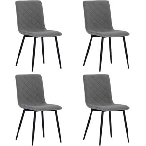 LIVINGANDHOME Set of 4 Padded Linen Accent Dining Chairs, Grey