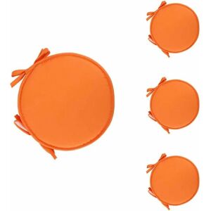 Tinor - Set of 4 Round Chair Pad Round Cushion for Dining Table and Chair with Drawstring 38cm orange