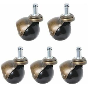 ORCHIDÉE Set of 5 Swivel Castors for Office Chairs, Replacement Swivel Legs Chair Wood, Rubber, Laminate, Tiled Floors, Parquet, Office Armchair