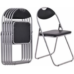 COSTWAY Set of 6 Folding Metal Chair Padded Kitchen Dining Seat U-shaped Guest Chair