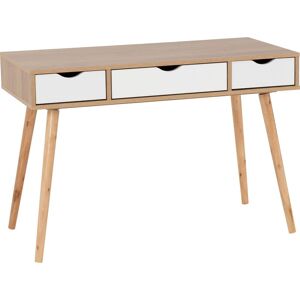 SECONIQUE Seville Console Table 3 Drawer in White and Oak Effect Finish