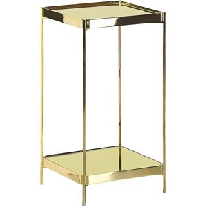 BELIANI Side Table Square with Shelf Tempered Glass Top Metal Legs Gold Glam Alsea - Gold