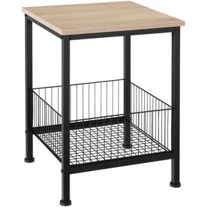 TECTAKE Side table Grimsby 40x40x55.5cm with integrated storage basket - Side table, storage table, hallway table - industrial wood light, oak Sonoma